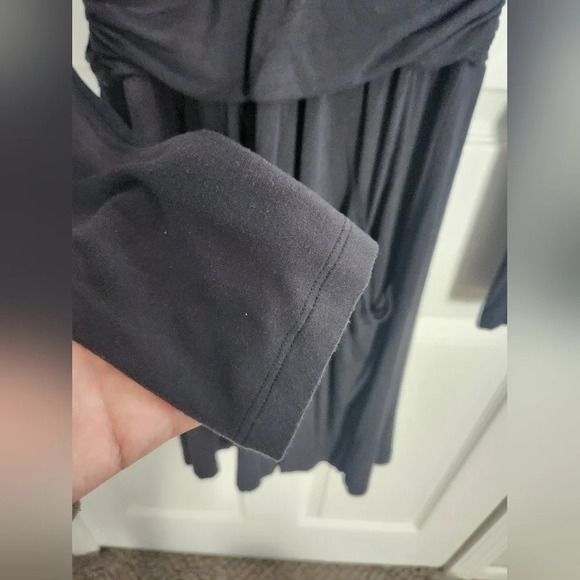 Athleta Black Ruched front pocket midi long sleeve athleisure dress size xs - Picture 6 of 10